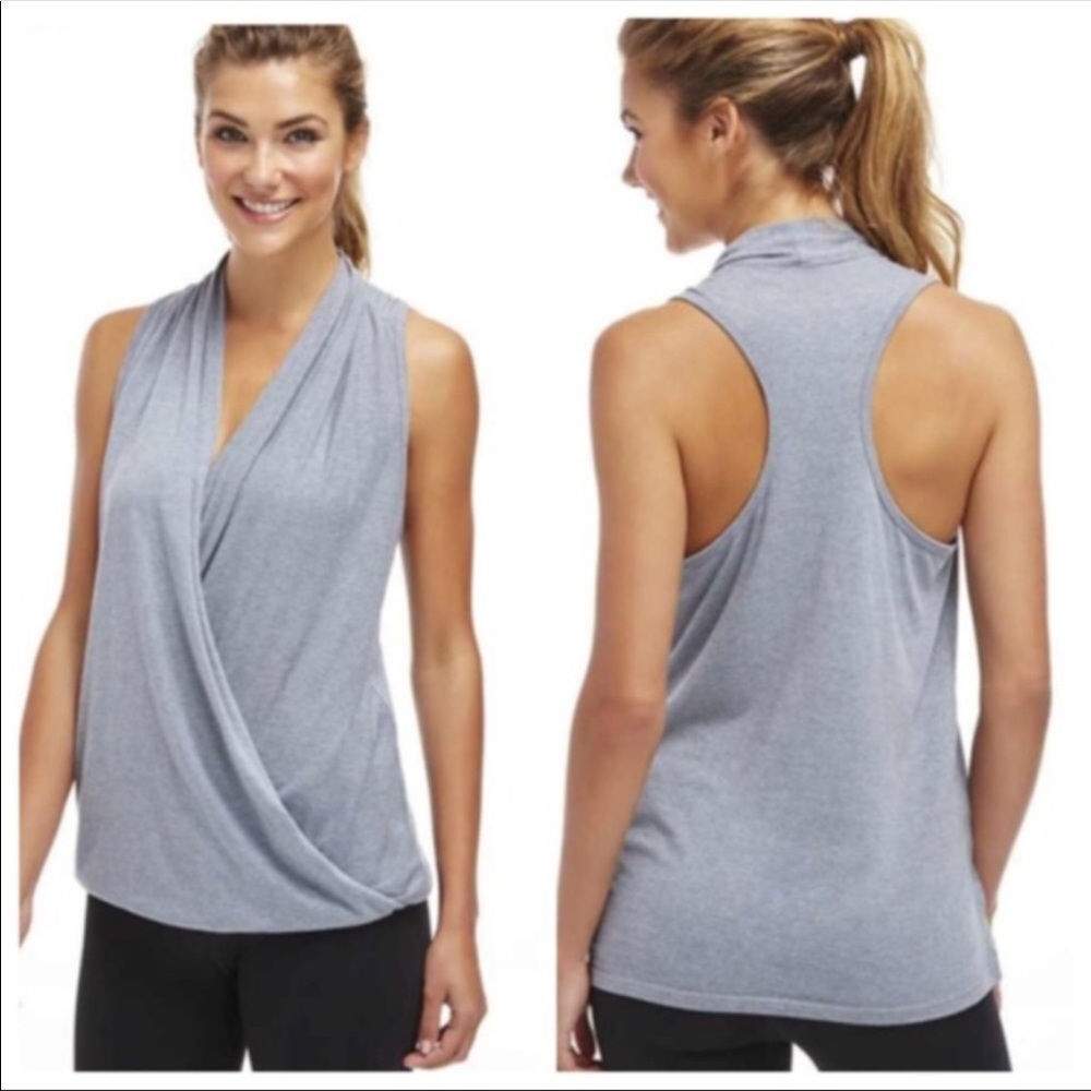 Fabletics Gray Aruba Deep V Draped Tank Top